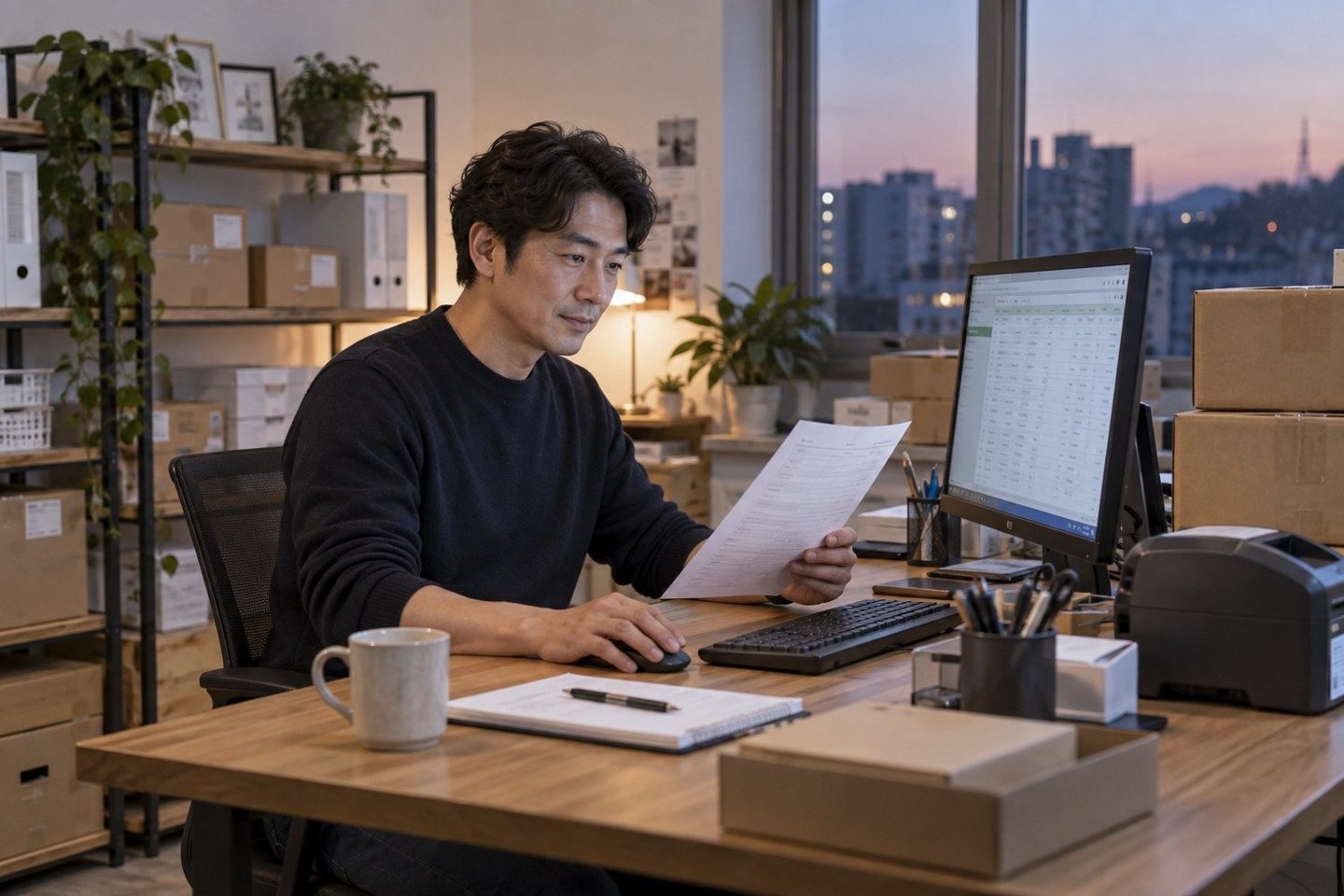 기기와 노트북으로 결제 업무를 확인하는 남성 — PG 온라인 쇼핑몰 카드결제 맡기기 전에 값과 날짜부터 또렷이 해 두세요.